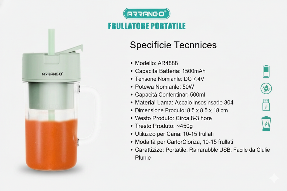 Frullatore Portatile ARRANGO 500ml